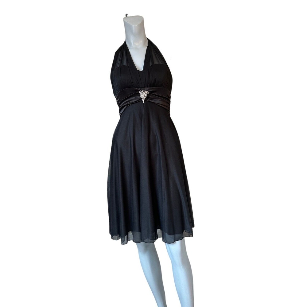 DB Studio Little Black Dress Holiday Formal Sleeveless Halter dress Sz S NWT